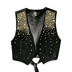 Vintage Kathrine Baumann‎ Beverly Hills Womens Small Black Studded Leather Vest